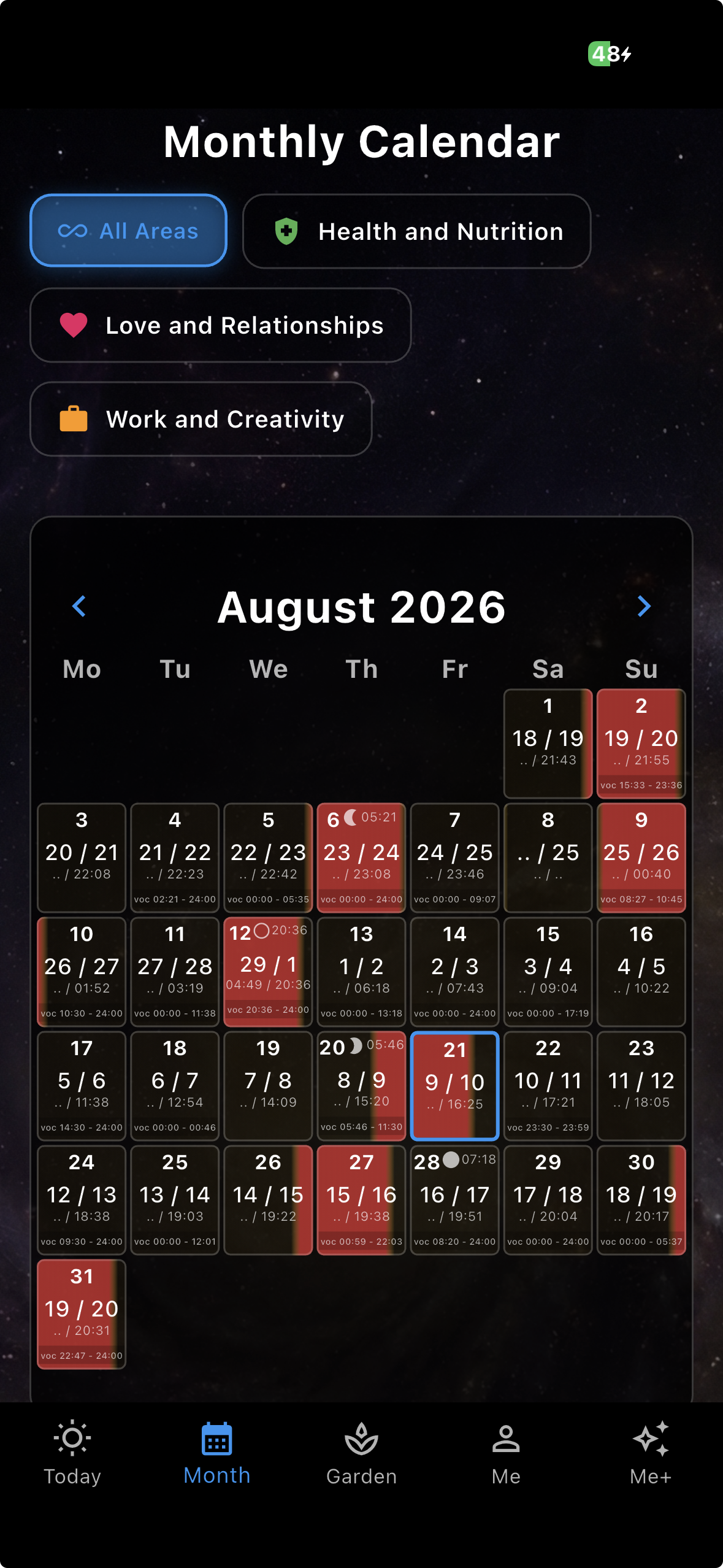 Moona Monthly Calendar